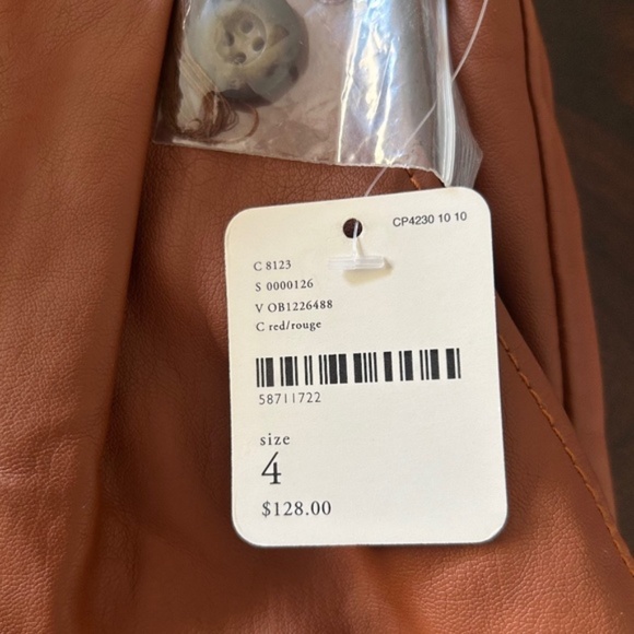 Free People “Nightfall” Vegan Faux Leather Pants | Cognac Tan | Size 4 | NWT - Picture 13 of 14